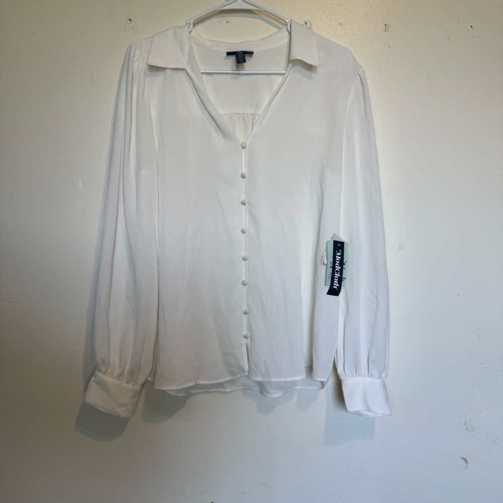 Modcloth White Button-Up Blouse NWT Size M *READ*